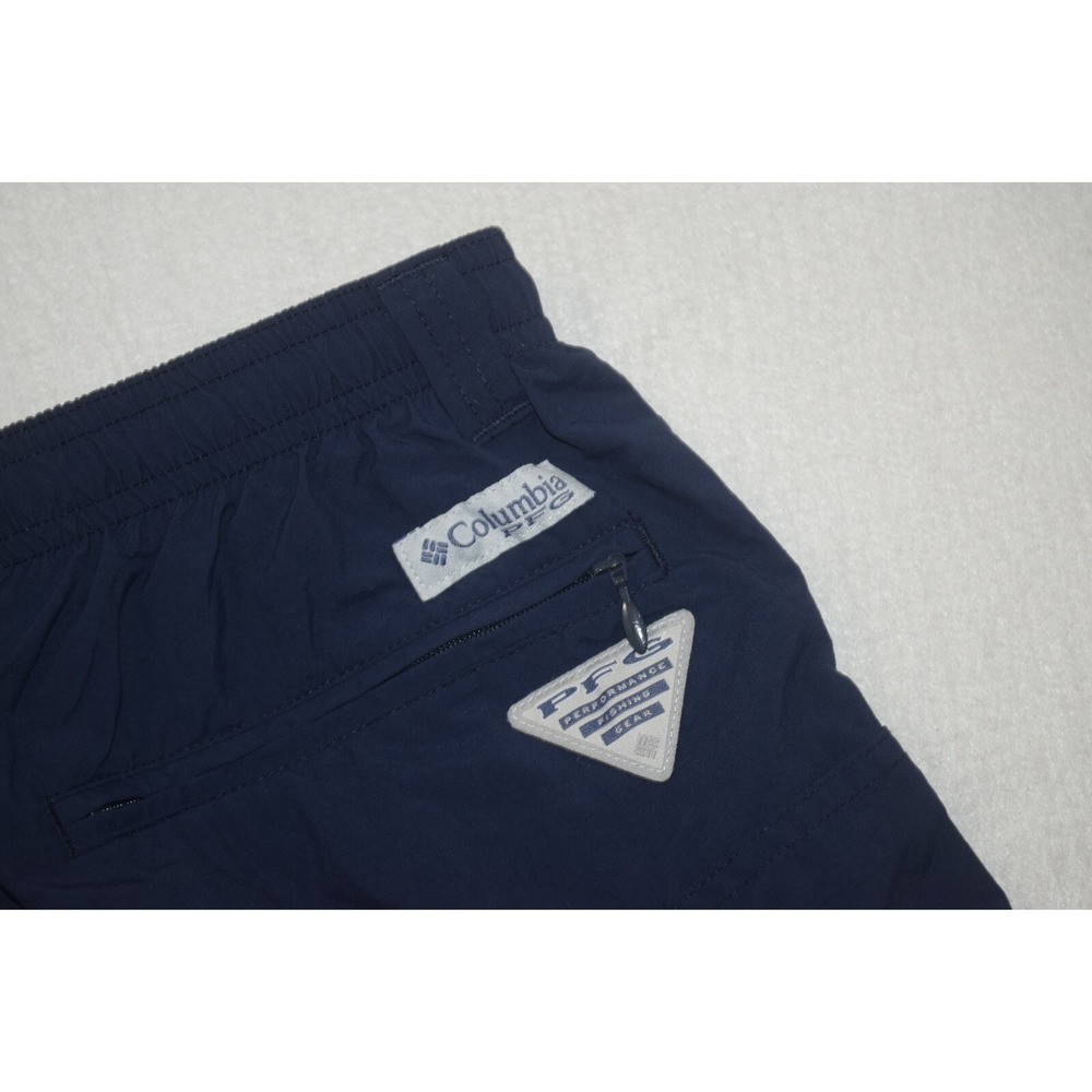 Columbia PFG Fishing Swim Trunks Blue Nylon W/Pockets Mens Size Small x 6"